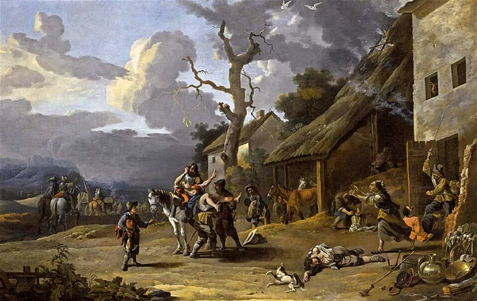 Anton Goubau - Mercenaries plundering a village - Free Stock ...