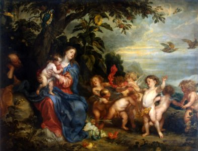 Anthony van Dyck and Pauwel de Vos - Rest on the Flight into Egypt (Madonna with Partridges)