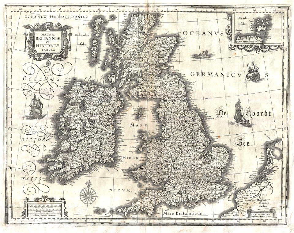 1631 Blaeu Map of the British Isles (England, Scotland, Ireland) - Geographicus - BritanniaeHiberniae-blaeu-1631