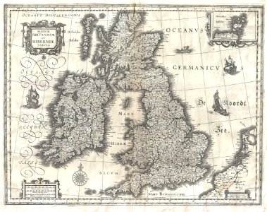 1631 Blaeu Map of the British Isles (England, Scotland, Ireland) - Geographicus - BritanniaeHiberniae-blaeu-1631. Free illustration for personal and commercial use.
