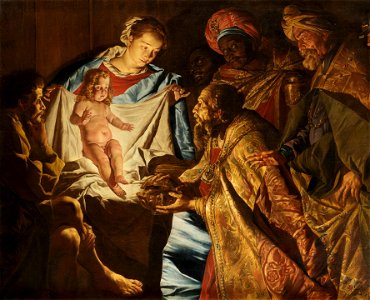 Matthias Stom - The Adoration of the Magi. Free illustration for personal and commercial use.