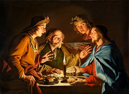 Matthias Stom - The supper at Emmaus. Free illustration for personal and commercial use.