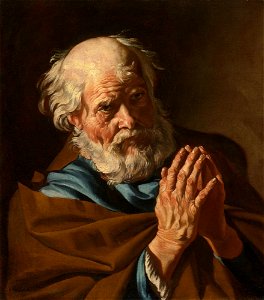 Matthias Stom - St Peter praying. Free illustration for personal and commercial use.
