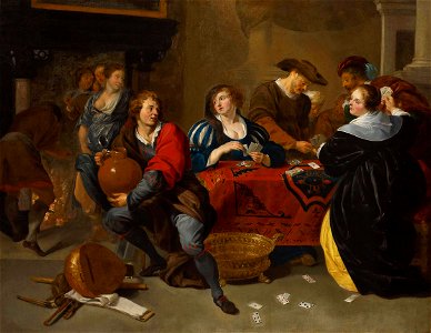 Rombouts Card players and smokers. Free illustration for personal and commercial use.