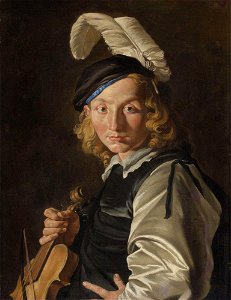 Matthias Stomer - Young man with a fiddle. Free illustration for personal and commercial use.