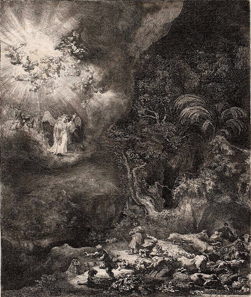 Rembrandt Annunciation to the shepherds