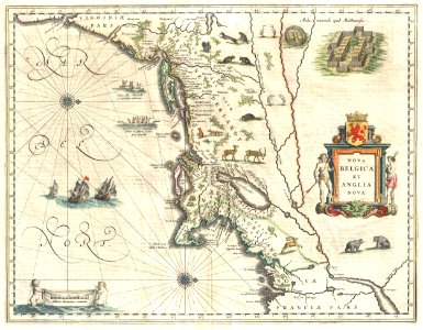 1635 Blaeu Map of New England and New York (1st depiction of Manhattan as an Island) - Geographicus - NovaBelgicaetAngliaNova-blaeu-1635