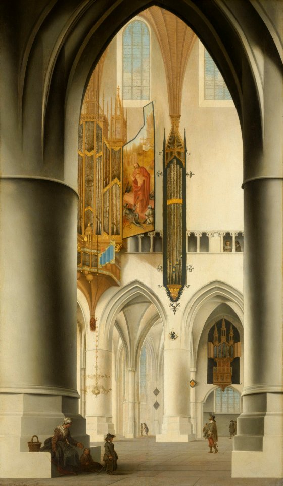 Interieur van de Sint-Bavokerk in Haarlem Rijksmuseum SK-A-359