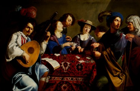 Rombouts Card players. Free illustration for personal and commercial use.