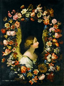 Francesco Caldei - Flower garland surrounding the angel Gabriel