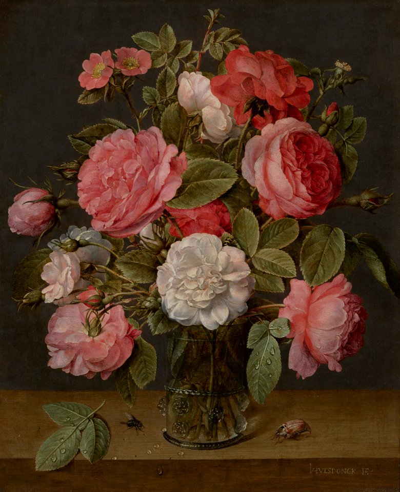 Jacob van Hulsdonck - Roses in a Glass Vase - 1214 - Mauritshuis