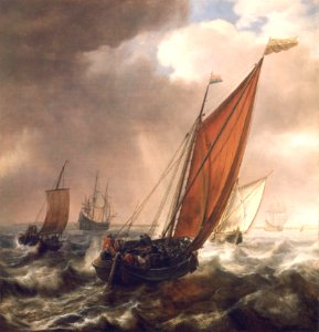Simon de Vlieger (1601-1653) - A Dutch Ferry Boat before a Breeze - BHC0772 - Royal Museums Greenwich