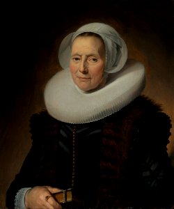 Frans Hals - portrait of Maritge Claesdr. Olycan - half-length holding a book