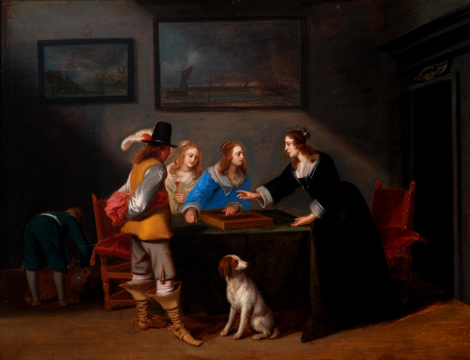 Christoffel Jacobsz. van der Laemen - Elegant company playing backgammon