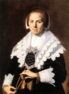 Frans Hals - Portrait of a Woman Holding a Fan - WGA11135. Free illustration for personal and commercial use.