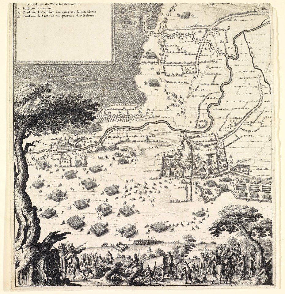 Wenceslaus Hollar, Jacob van Werden - Siege of Landrecies, lower left