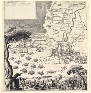 Wenceslaus Hollar, Jacob van Werden - Siege of Landrecies, lower left