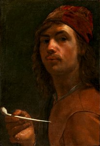 Michiel Sweerts - Self portrait with a pipe. Free illustration for personal and commercial use.