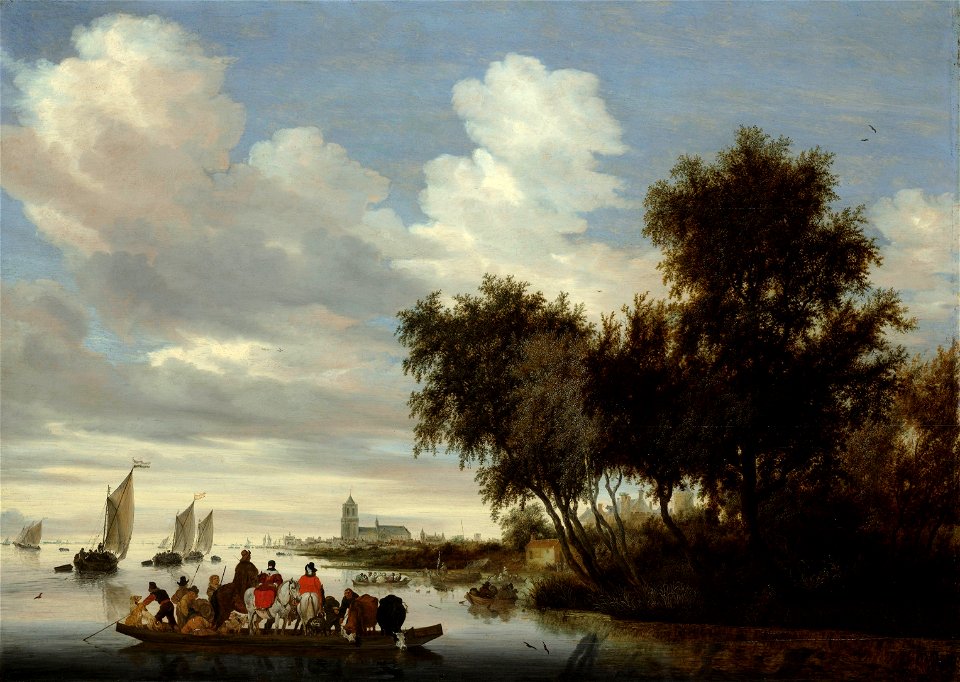 Rivierlandschap met een veerboot Rijksmuseum SK-C-1698