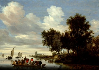 Rivierlandschap met een veerboot Rijksmuseum SK-C-1698