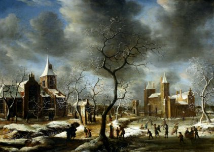 Beerstraaten Winter landscape with skaters