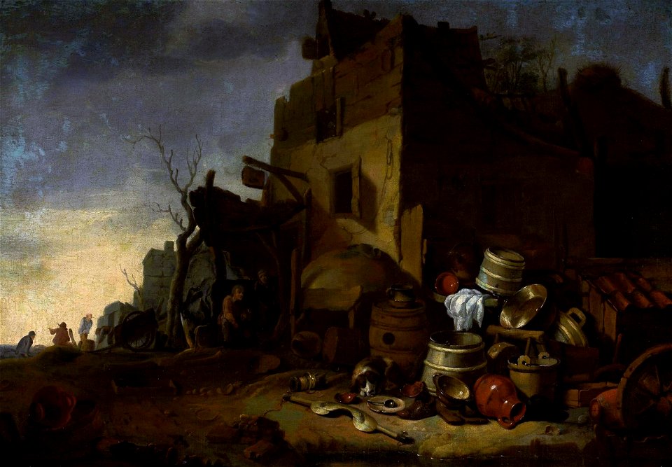 Poel Kitchen utensils before a farmstead