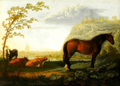 Cuyp Horse and cattle on a pasture