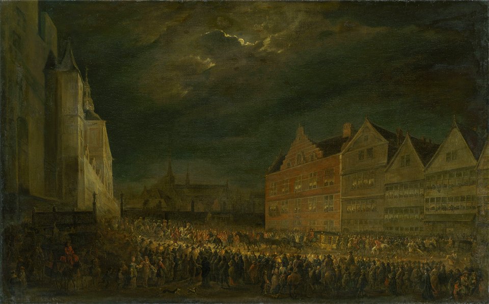 David Teniers (II) - Reception of a princess at the Brussels Governor's Palace at night