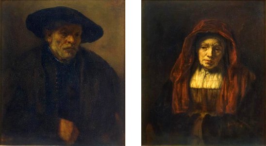 Portrait of an Old Man and Portrait of an Old Woman by Rembrandt 01