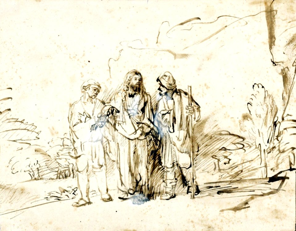 Rembrandt Christ with two disciples