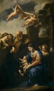Andrea Vaccaro - St Cajetan before the Holy Family. Free illustration for personal and commercial use.