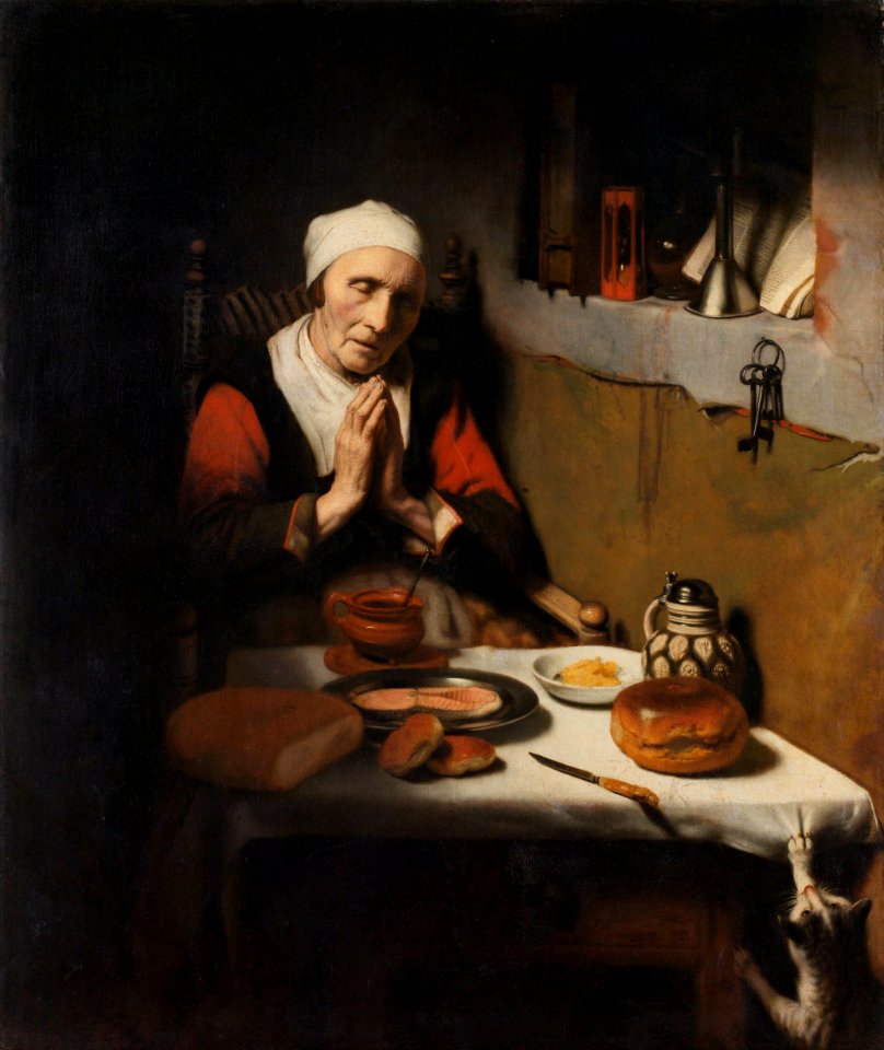 Oude vrouw in gebed, bekend als ‘Het gebed zonder end’ Rijksmuseum SK-C-535