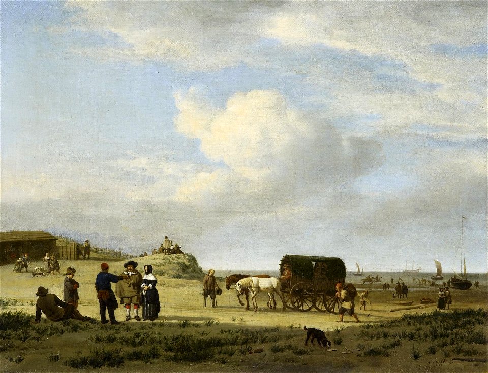Adriaen van de Velde - Figures on the Coast at Scheveningen