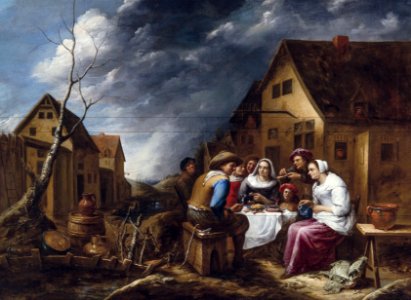 Gillis van Tilborgh - Family feast in front of a tavern