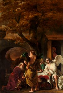 Abraham ontvangt de drie engelen Rijksmuseum SK-A-1577