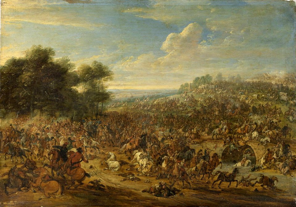 Adam Frans van der Meulen - Battle near a bridge