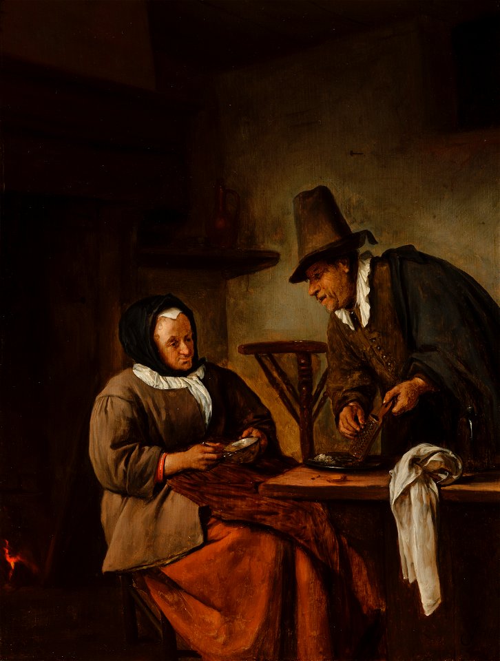 An Old Couple Making Caudle by Jan Steen Mauritshuis 920