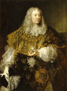 Portrait of Gabriel de Rochechouart, Duke of Mortemart wearing the Order of the Holy Spirit (Versailles, unknown artist). Free illustration for personal and commercial use.
