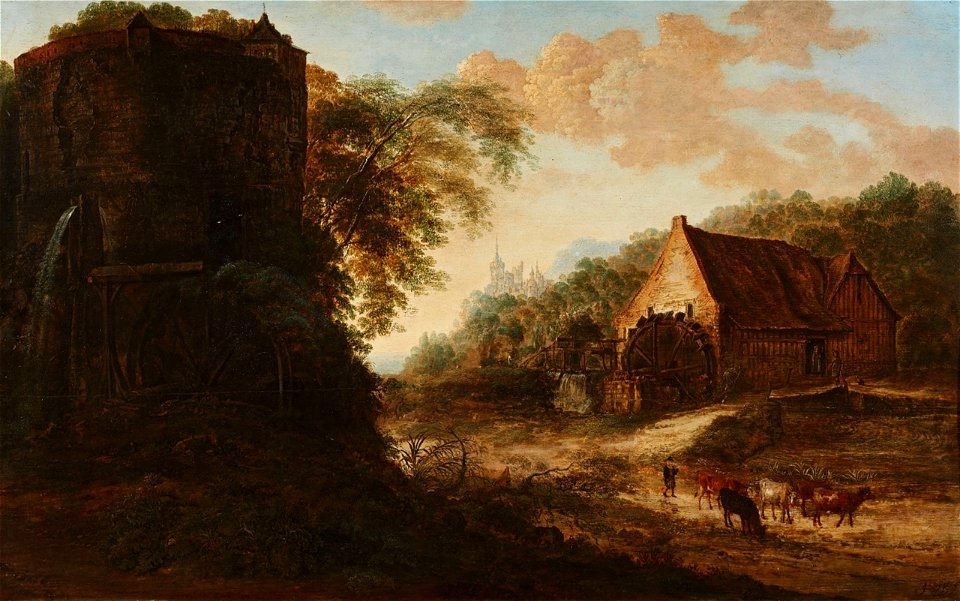 Gillis Neyts - Landscape with a Water Mill and Tower
