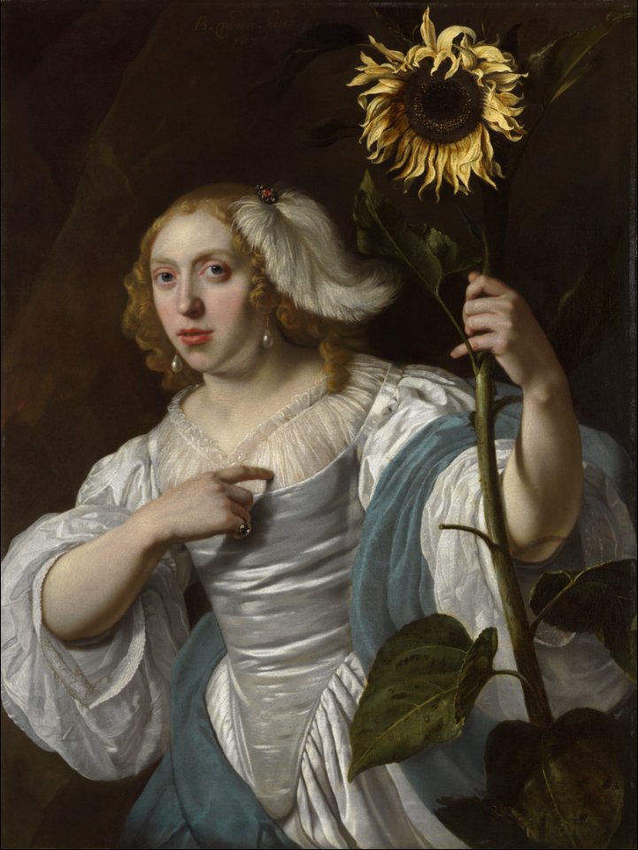 Bartholomeus van der Helst - A young woman holding a sunflower
