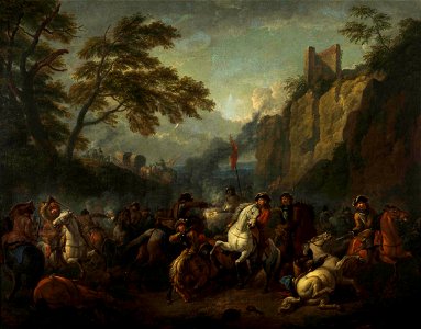 Pieter van Bloemen - Battle scene. Free illustration for personal and commercial use.