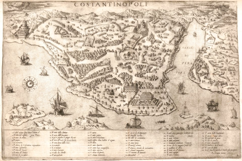 1675 bird's eye view of Constantinopoli by Antonio Lafreri