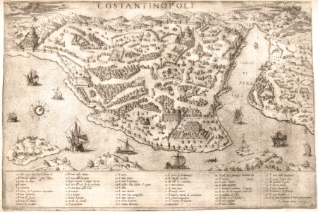 1675 bird's eye view of Constantinopoli by Antonio Lafreri