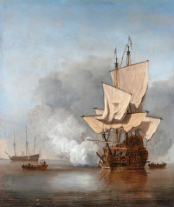 Het Kanonschot - Canon fired (Willem van de Velde II, 1707)