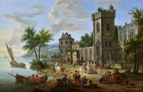 Mathys Schoevaerdts - Crowded Village Scene with Villagers