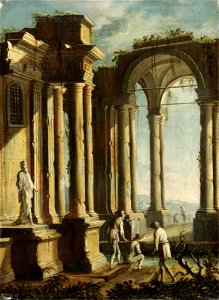 Capriccio architettonico con figure by Gennaro Greco