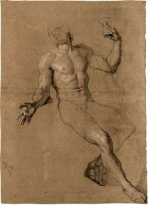 Antoine Coypel - Study of a male seated nude, for Bacchus