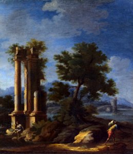 Gennaro Greco - Paesaggio con rovine e figure