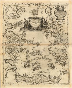 1685 map of the Aegean Sea by Giacomo Cantelli da Vignola