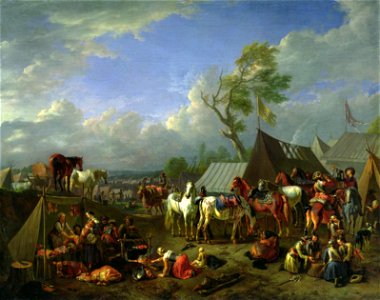 Pieter van Bloemen - Military encampment. Free illustration for personal and commercial use.